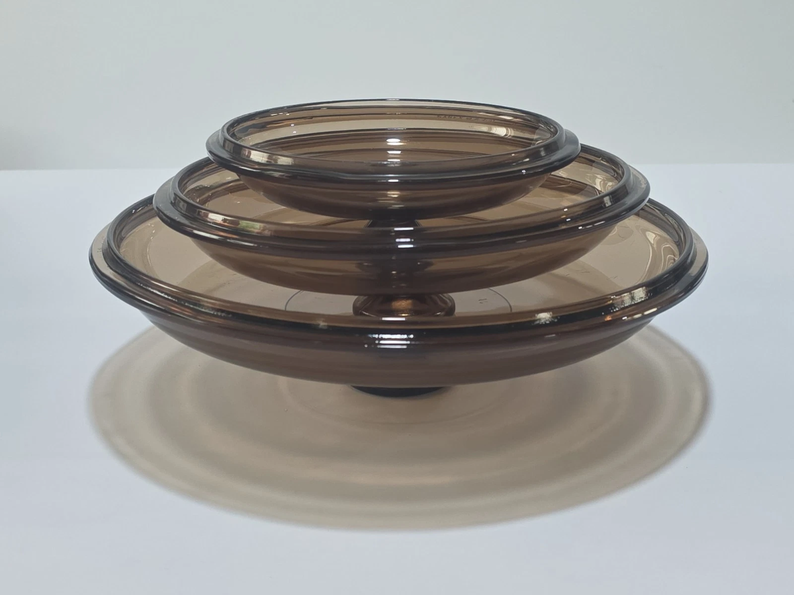 Vtg Pyrex Amber Round Glass Replacement Lids V-25-C 8½" V-1-C 6½" And 10"