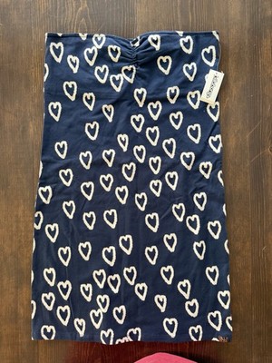 Billabong Women's L Strapless Bodycon Dress Blue White Hearts Y2K 2000s