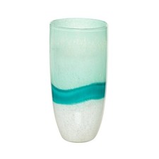 Beachcombers Glass Coastal Vase, Tabletop Decoration Teal, Medium 