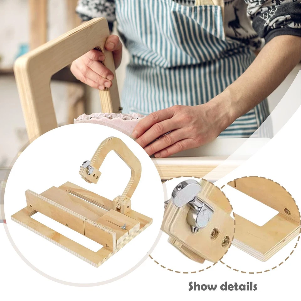 Wooden Soap Cutter Adjustable Restaurant Baking Use Wire Slicer Cutting Tool - image 4 of 4