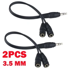 2PCS 3.5mm Speaker&Headphone Splitter Cable Stereo Male to Double Female Adapter