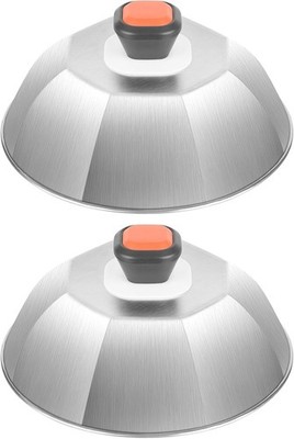Cheese Melting Dome Set of 2, Stainless Steel 9'' Griddle Melting Cheese Dome Wok