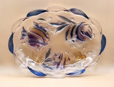 Mikasa Studio Nova Colored Glass Bowl Fish Shells Tropical Catch All 7.5”’Long