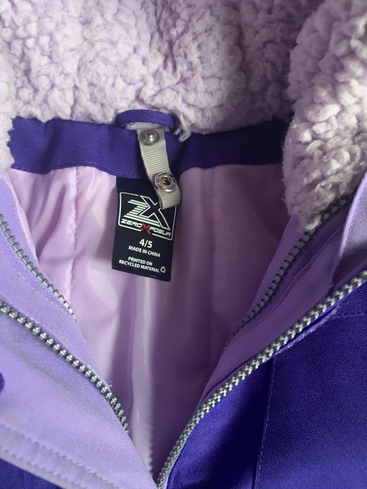 Abrigo de invierno Zero Xposure niñas 4/5 con capucha púrpura gris chaqueta forrada gruesa 3 en 1 Foto 4 de 4