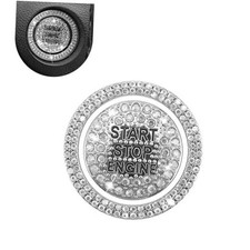 Crystal Rhinestone Car Engine Stop Decoration Ring Sticker, Sparkling White