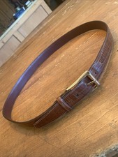 Brighton Brown Embossed Alligator Dress Belt Gold Buckle Size 36