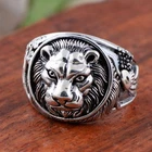 LION Head White Gold Plated on Copper Men's Giraffes Eagle Lion Ring Size 11 M22
