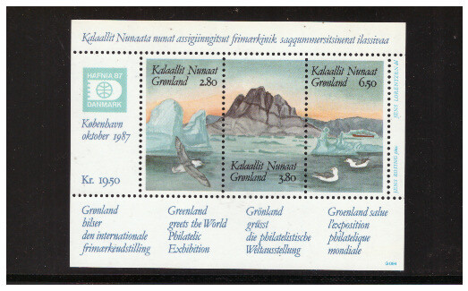 GREENLAND SC. 175 S/S HAFNIA '87 MNH BLKB