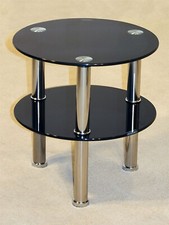 Kansas black round 2 shelf chrome legs