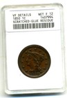 1850 VF DETAILS Braided Hair Large Cent United States 1C PENNY 1 C Coin #8239 — photo 1