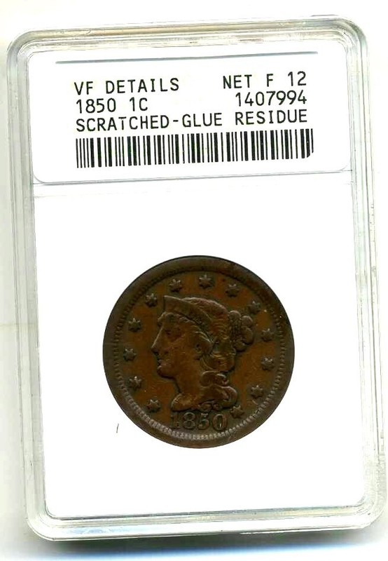 1850 VF DETAILS Braided Hair Large Cent United States 1C PENNY 1 C Coin #8239