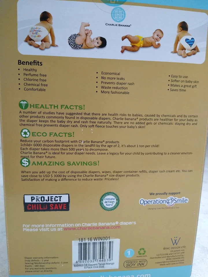 Charlie Banana 2 in 1 Reusable Diapering System Washable or Disposable Insert - Image 3 of 4