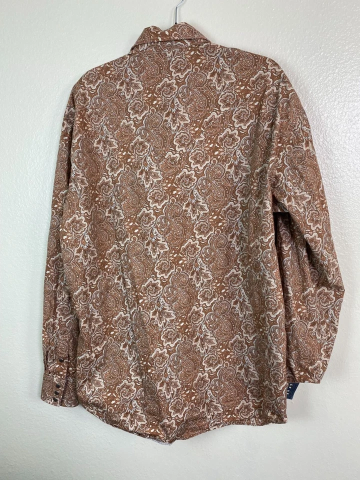 Stetson Brown Paisley Snap Western Shirt Men size XL Long Sleeve Cowboy Rodeo - Image 2 of 4