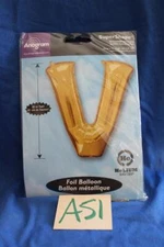 A51G ANAGRAM 32" GOLD FOIL LETTER "V" PARTY BALLOON