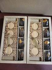 2 Sets Floor 9 Whiskey Wine Tasting Drink Set incl 8 Glasses & 2 Wood Serving Tr