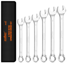 Horusdy 6-piece Large Wrench Set With Rolling Pouch Metric Chrome Vanadium Steel