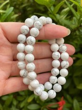 Grade A White Howlite Crystal Bead Bracelet 8mm, Genuine Gemstone Bracelet