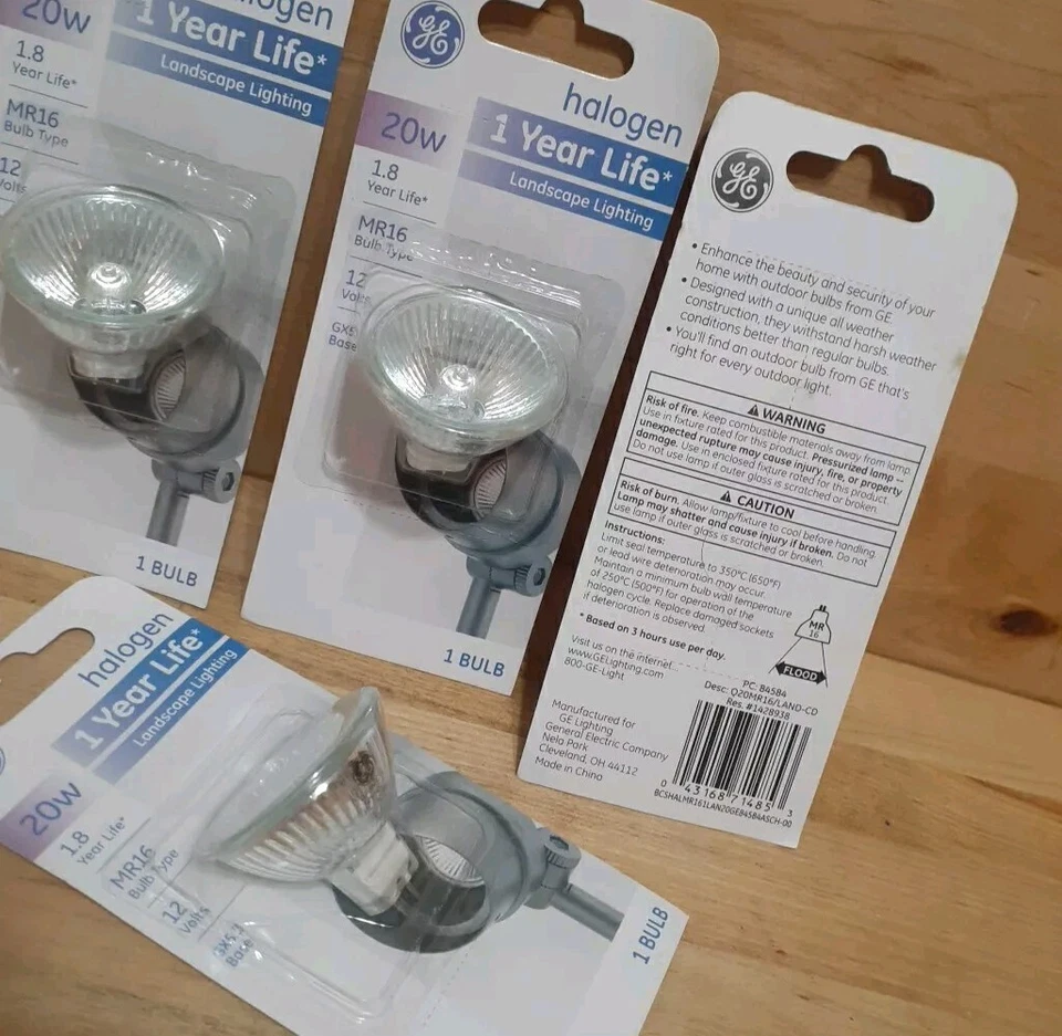 4PACKS: GE 20WATT LANDSCAPE FLOODLIGHTS 12 Volts 275Lum GX5.3base MR16 BULBtype - Image 2 of 2