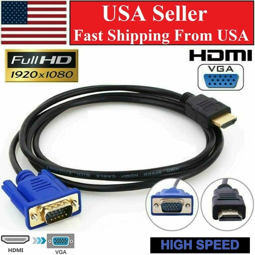 HDMI Male to VGA Male Video Converter Adapter Cable for PC DVD 1080p HDTV 6FT - Picture 11 of 12