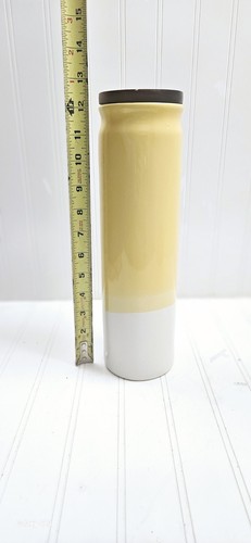 THRESHOLD Stoneware Round 12" Yellow Cannister W/ Wood Lid China - Picture 7 of 13