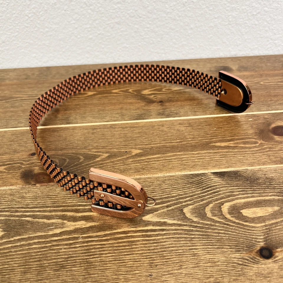 RARO Vintage 1957 Firmado "RENOIR" Cobre Tejido de Cesta Cinturón Pequeño Foto 2 de 4