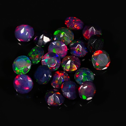 4x4 MM Black Ethiopian welo fire Opal Faceted Loose Gemstone A++ Welo Fire Opal - Picture 7 of 8