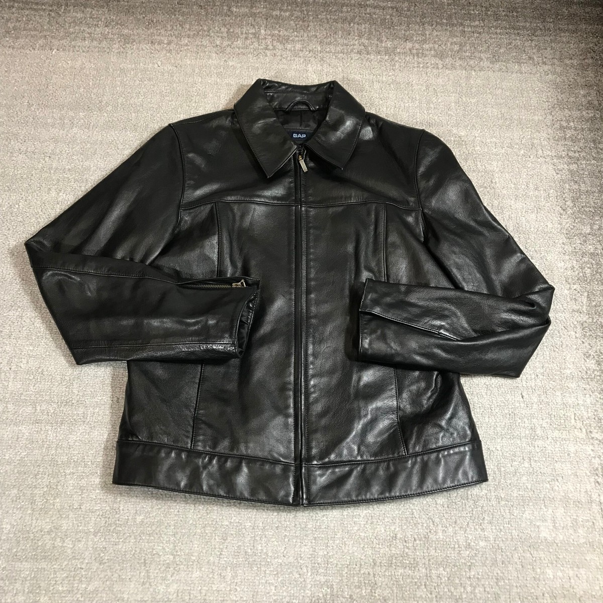 Vintage Gap Jacket Womens Medium Leather Jacket Full Zip Bomber 