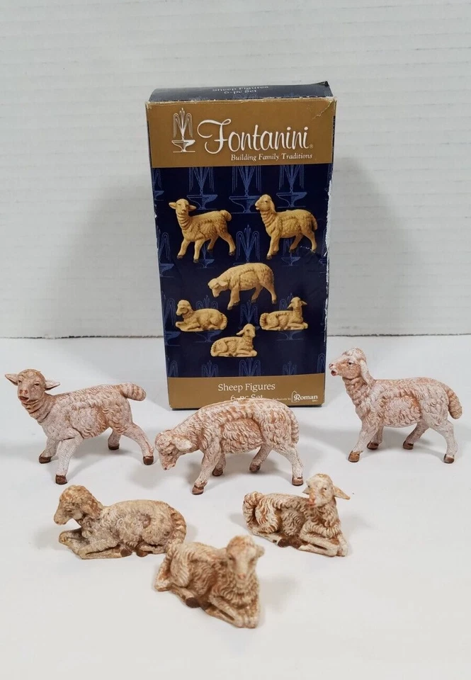 Juego de 6 figuras de belén de ovejas romanas Fontanini con caja 55016 escala 3,5" Foto 3 de 4
