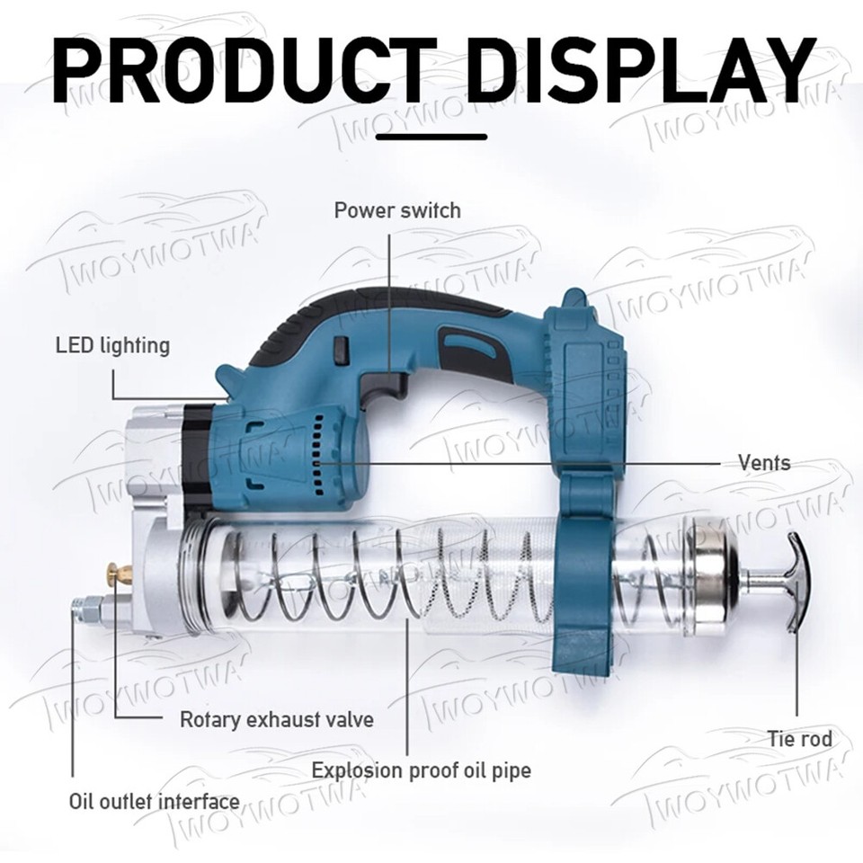 20V Akku Fettpresse 500g Schmierpresse 10.000PSI Arbeitsdruck Elektrische Fettpresse 125g Min Oelfoerdermenge Inkl 2x 2 0ah Akkus 9x990mm Schlauch Und Schnellladegeraet Universal Grease Gun P 010559937273