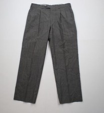 Vintage 70s Streetwear Mens 34x29 Wool Pleated Wide Leg Chino Pants Houndstooth