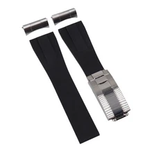 22mm Black FKM Rubber Watch Strap and End link For Tudor Black Bay 41mm