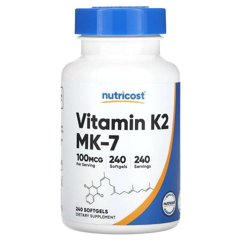 Nutricost, Vitamin K2, 100 mcg, 240 Softgels - MK-7 Tissue & Bone Health