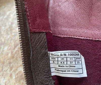 UGG Lesley 1005266 Women's Brown Suede Leather Zip Tall Wedge