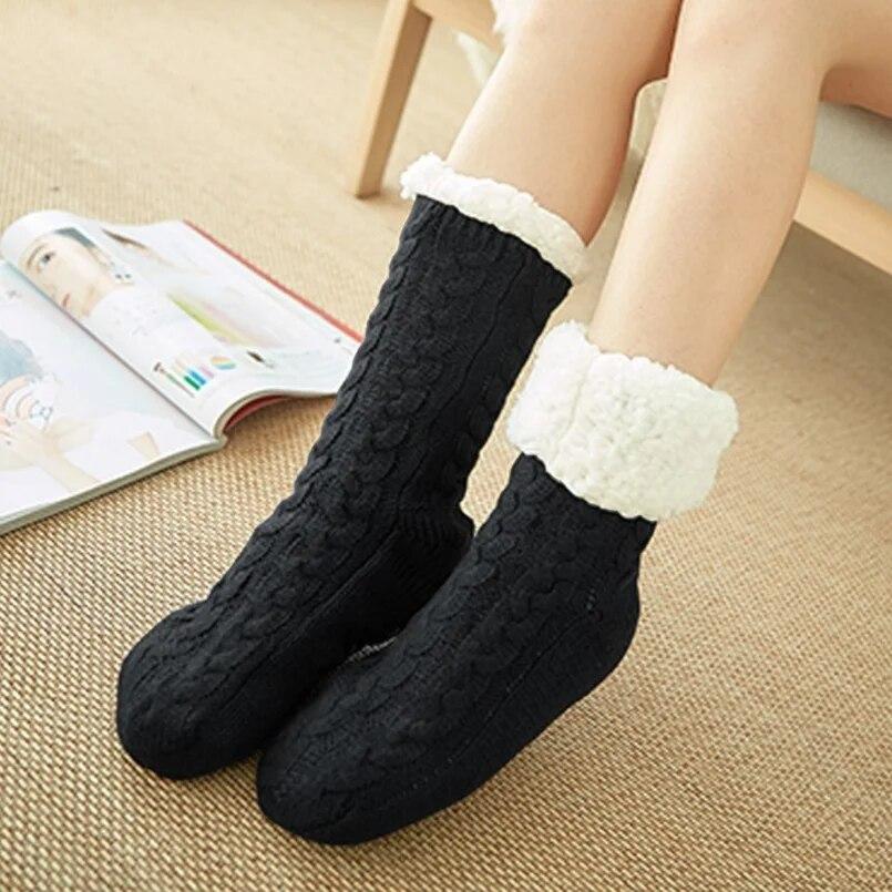 Slippers Sock Women Winter Plush Anti non slip Grip Soft Floor Sock Female thick-image