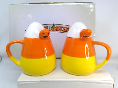 Boxed Set of 3 MR Halloween Candy Corn Halloween Mugs