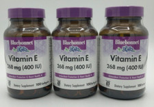 Bluebonnet Vitamin E 400 IU 268 mg  Softgels 100 Count Lot of 3 Exp. 02/26