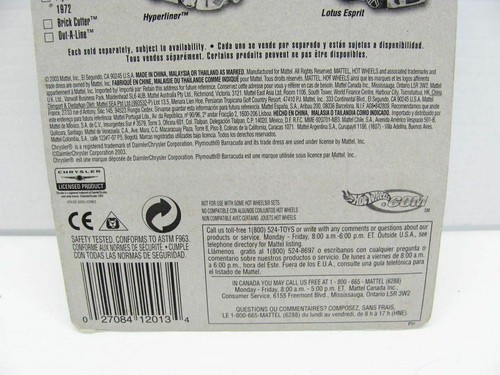 1 NEW Hot Wheels Die Cast Collectible - 1972 Plymouth Barracuda - 2004b - Picture 11 of 12