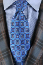 Lord R Colton Studio Tie - Blue & Red Geometric Printed Silk Necktie NEW
