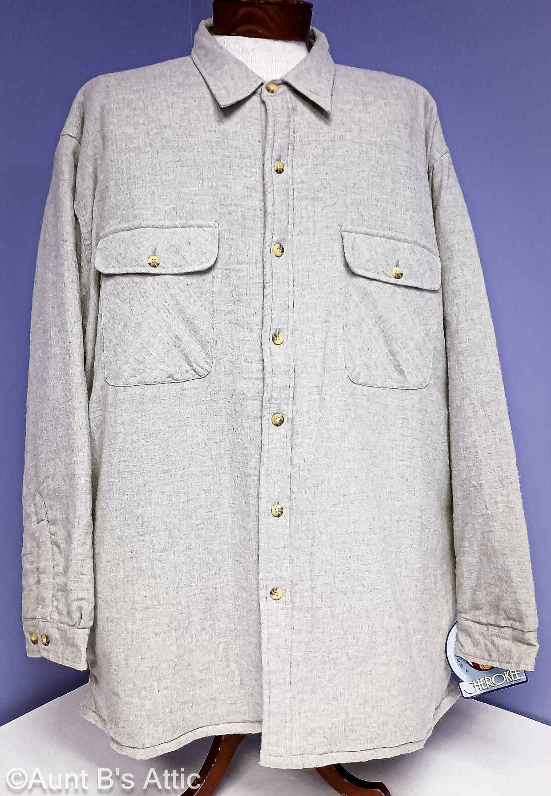 Quilted Shirt Men's Cherokee Lt Gray Brushed Cotton Fleece Lined Quilt Shirt 2X