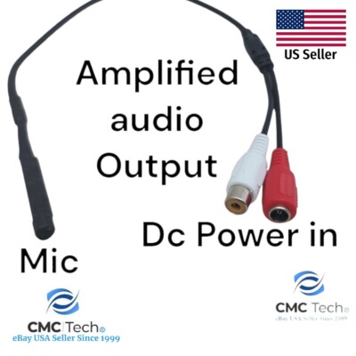 High Gain Microphone Spy CCTV Security Camera Audio Addon 12vdc 