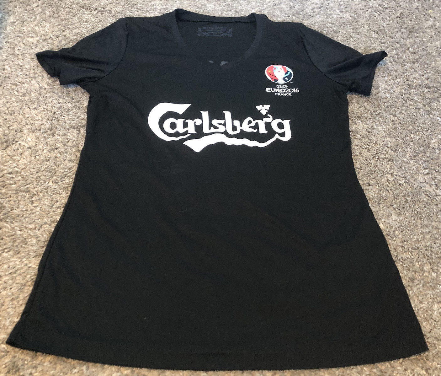 Women Beer Logo T Shirt Small Danish Denmark Pilsner Carlsberg Euro 2016 France