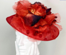 Exclusive Red Designer Millinery by Hat Couture Wedding Bridal Racing Ascot Hat