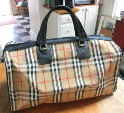 Vintage Burberrys Duffle Tote Bag 20'' x 10'' x 8 1/2'' wide NOVA Check Plaid Black