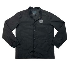 O'neill Jacket Boys M Medium Black Snap Button Lightweight Water Resistant Nylon