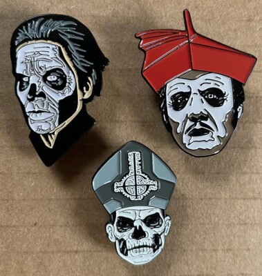 Ghost (Band) 3 Enamel Pins Brooch Papa Emeritus , Emeritus III & Cardinal Copia