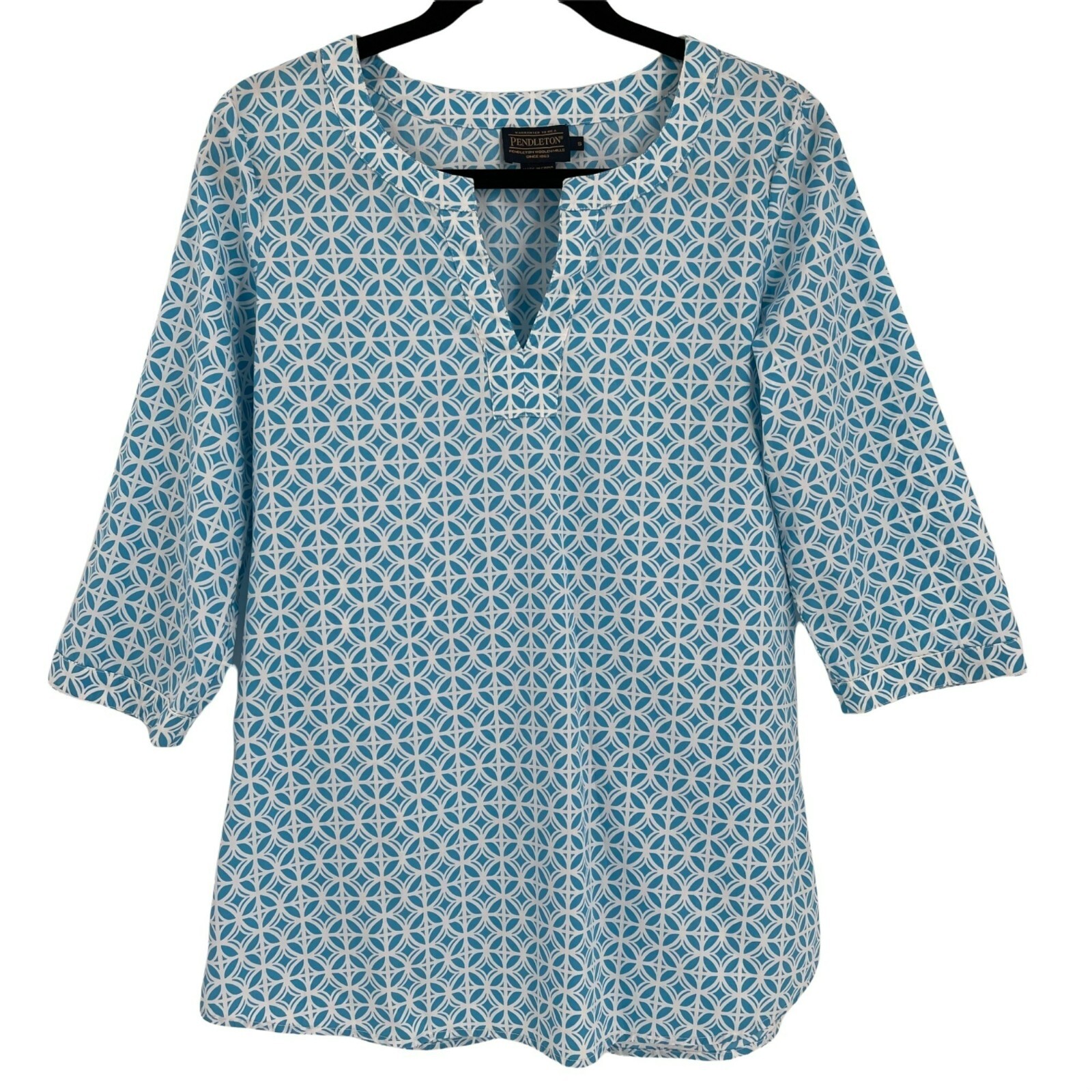 Pendleton 100% Cotton Split Neck 3/4 Length Sleev… - image 1