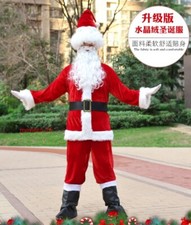 Men's Deluxe Santa Suit 10PC. Christmas Adult Santa Claus Costume Pleuche New