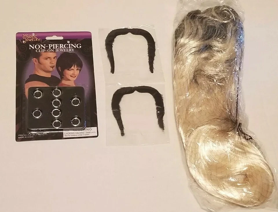 1 комплект новый блондинка кефали Tiger King Joe экзотический костюм парик + пирсинг + усы - Изображение 2 из 2