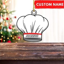 Personalized Chef Ornament, Personalized Chef Uniform Ornament, Custom Chef Hat