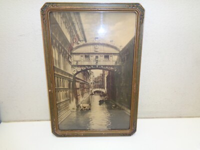 Vintage Venice Italy Photo ''Bridge of Sighs'' Canal and Gondolier